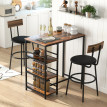 Table de bar Anteel style industriel étagères noir