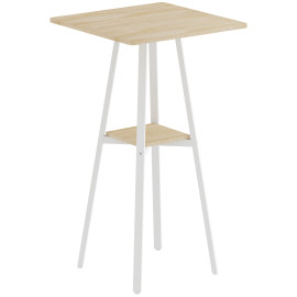 Table de bar Garisone carrée compacte métal blanc naturel