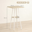 Table de bar Garisone carrée compacte métal blanc naturel