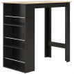 Table de bar Merilie avec rangement 3 étagères bois clair noir