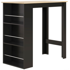 Table de bar Merilie avec rangement 3 étagères bois clair noir