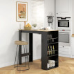 Table de bar Merilie avec rangement 3 étagères bois clair noir