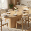 Table à manger Velinès design ovale rangement effet bois clair chêne