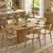 Table à manger Velinès design ovale rangement effet bois clair chêne