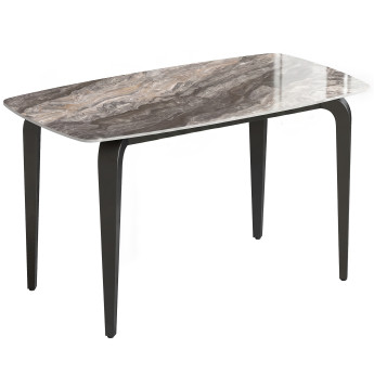 Celveraen Table à manger pierre frittée 130 cm brun noir