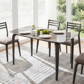 Celveraen Table à manger pierre frittée 130 cm brun noir