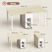 Table à manger pliante Belcourt modulable avec tiroirs et niches blanc naturel
