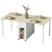 Table à manger pliante Belcourt modulable avec tiroirs et niches blanc naturel