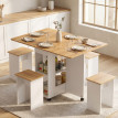 Ensemble table pliable Carelle gain de place 4 tabourets encastrables blanc