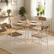 Table à manger Merelle ronde 4 chaises blanc naturel