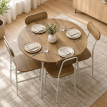 Table à manger Merelle ronde 4 chaises blanc naturel