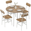 Table à manger Merelle ronde 4 chaises blanc naturel