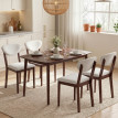 Ensemble table à manger Quinroinor bois effet noyer blanc cassé