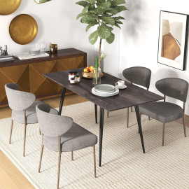 Table à manger extensible Nelinou 6 à 8 personnes acier effet bois gris