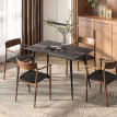 Table à manger extensible Nelinou 6 à 8 personnes acier effet bois gris