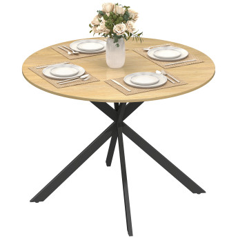 Table ronde Réelle bois style industriel marron noir