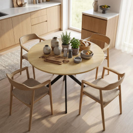 Table ronde Réelle bois style industriel marron noir