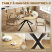 Table ronde Réelle bois style industriel marron noir