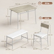 Ylinroane Ensemble table à manger avec banc et 2 chaises blanc