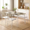 Ylinroane Ensemble table à manger avec banc et 2 chaises blanc