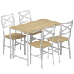 Ensemble table à manger Paelia 4 chaises style rural chic bois naturel blanc