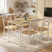 Ensemble table à manger Paelia 4 chaises style rural chic bois naturel blanc