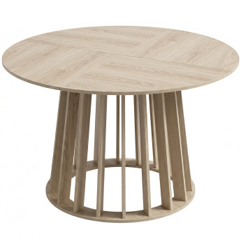 Table à manger Solteine ronde effet bois naturel