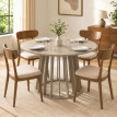 Table à manger Solteine ronde effet bois naturel