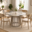 Table à manger Solteine ronde effet bois naturel