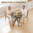 Table à manger Deline ronde 2 personnes acier marron