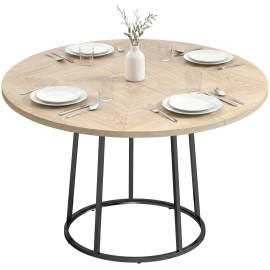 Table à manger Taeron ronde design effet bois clair bois naturel