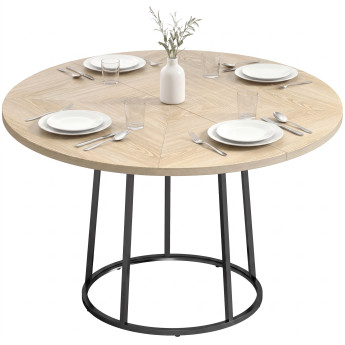 Table à manger Taeron ronde design effet bois clair bois naturel