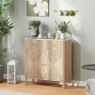 Buffet Jaerioa 2 portes effet marbre blanc chêne naturel