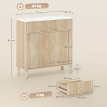 Buffet Jaerioa 2 portes effet marbre blanc chêne naturel