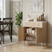 Buffet Jaerioa 2 portes effet marbre blanc chêne naturel