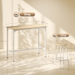 Quinorriet Table de bar 4 tabourets métal blanc bois clair