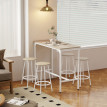 Quinorriet Table de bar 4 tabourets métal blanc bois clair