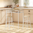 Belelor Ensemble table de bar 2 tabourets étagère métal bois clair blanc