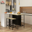 Ensemble de bar Meroreec table industrielle 2 tabourets noir bois naturel