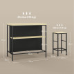 Ensemble de bar Meroreec table industrielle 2 tabourets noir bois naturel