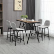 Réanys Ensemble table de bar industrielle 4 chaises gris clair