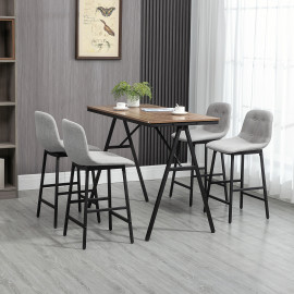 Réanys Ensemble table de bar industrielle 4 chaises gris clair