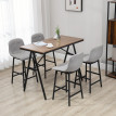 Réanys Ensemble table de bar industrielle 4 chaises gris clair