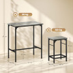 Ensemble table de bar Veleanac 2 tabourets acier noir effet bois gris