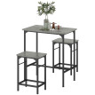 Ensemble table de bar Veleanac 2 tabourets acier noir effet bois gris
