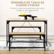 Ensemble table à manger Cerorencourt 2 bancs 4 personnes acier noir
