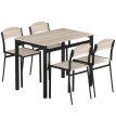 Ensemble table à manger Bouenne 4 personnes métal noir effet bois chêne clair