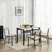 Ensemble table à manger Bouenne 4 personnes métal noir effet bois chêne clair