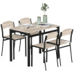 Ensemble table à manger Bouenne 4 personnes métal noir effet bois chêne clair