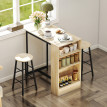 Table de bar Anval avec 2 tabourets rangement acier noir chêne clair